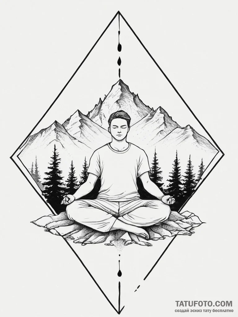 Tattoo sketch a minimalist silhouette of a ma... - эскиз тату (№1754434391_0, 05.08.2025 22:53) — Tatufoto.com