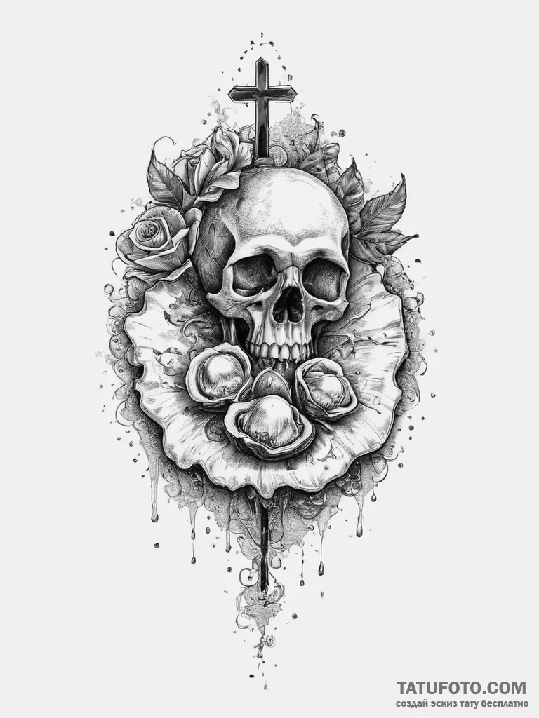A hyperrealistic shot of a fresh oyster on a... - эскиз тату (№1754434592_0, 05.08.2025 22:56) — Tatufoto.com
