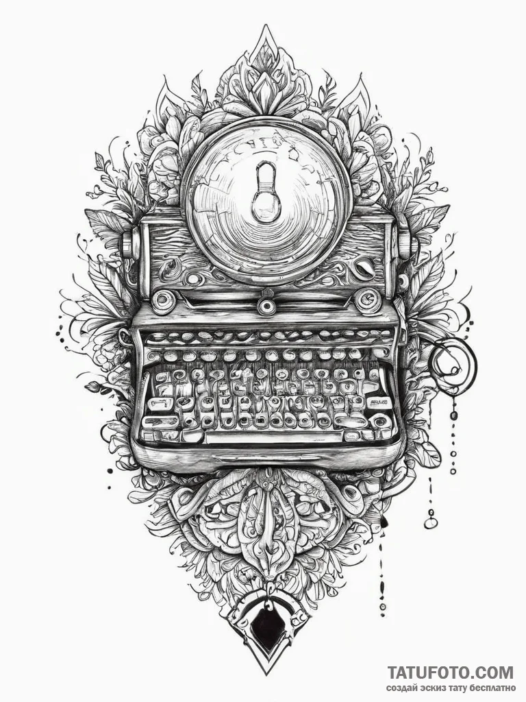 Tattoo design a stylized "press any key" mess... - эскиз тату (№1754434990_0, 05.08.2025 23:03) — Tatufoto.com