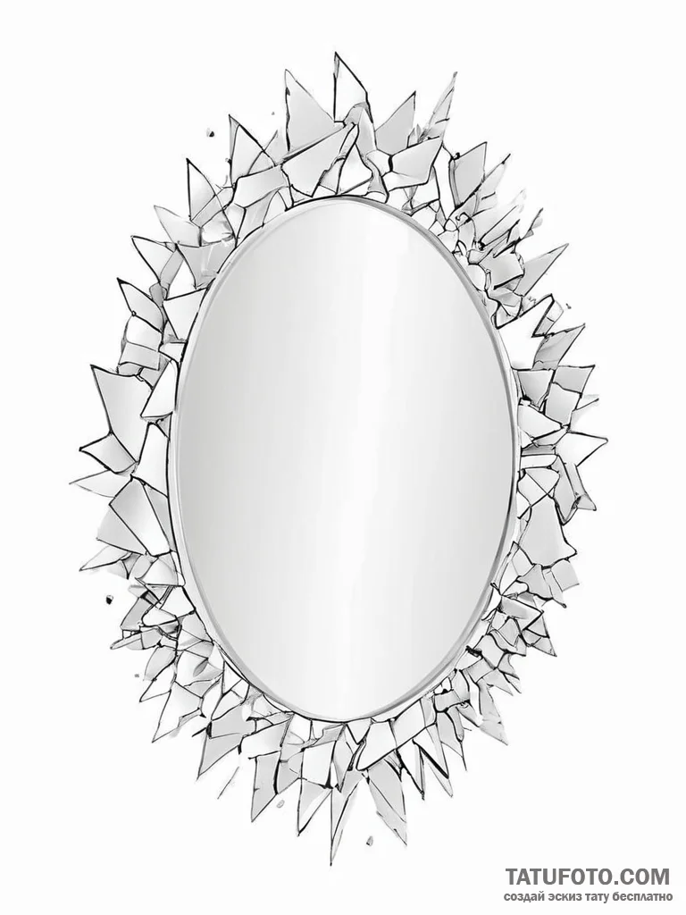 Reflections in a broken mirror, showing a fra... - эскиз тату (№1754435794_0, 05.08.2025 23:16) — Tatufoto.com