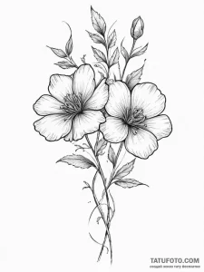 Tattoo sketch two distinct flowers intertwine... - эскиз тату (№1754436407_0, 05.08.2025 23:26) — Tatufoto.com