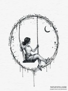 Tattoo design a silhouette of a girl on a swi... - эскиз тату (№1754436615_0, 05.08.2025 23:30) — Tatufoto.com
