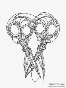 A pair of scissors cutting a string of fate,... - эскиз тату (№1754437220_0, 05.08.2025 23:40) — Tatufoto.com