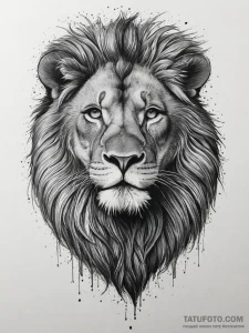 Tattoo sketch a majestic leo lion, its fur an... - эскиз тату (№1754438021_0, 05.08.2025 23:53) — Tatufoto.com