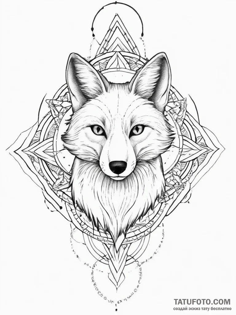 Tattoo sketch a flowing fox silhouette, grace... - эскиз тату (№1754439031_0, 06.08.2025 00:10) — Tatufoto.com