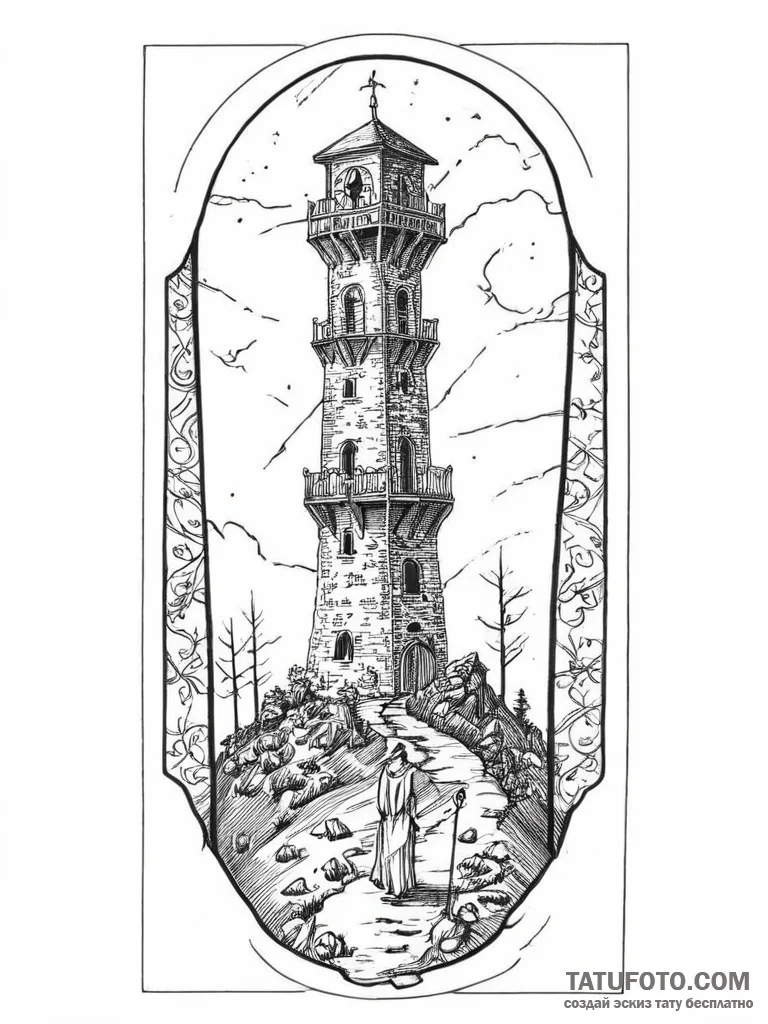 A tarot card (e.g., the fool, the hermit, the... - эскиз тату (№1754439231_0, 06.08.2025 00:13) — Tatufoto.com
