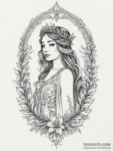 Tattoo design a virgo maiden with a crown of... - эскиз тату (№1754439641_0, 06.08.2025 00:20) — Tatufoto.com