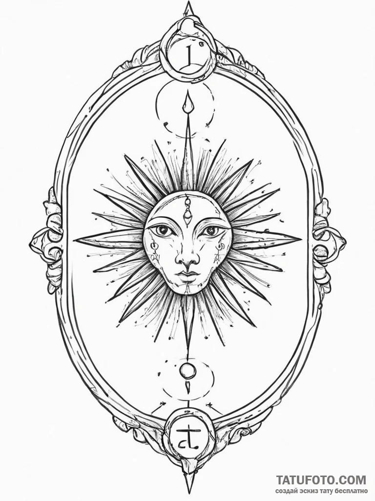 Tattoo sketch a zodiac glyph integrated into... - эскиз тату (№1754440077_0, 06.08.2025 00:27) — Tatufoto.com