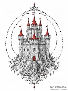 Medieval castle siege, tattoo drawing outline... - эскиз тату (№1754441457_0, 06.08.2025 00:50) — Tatufoto.com