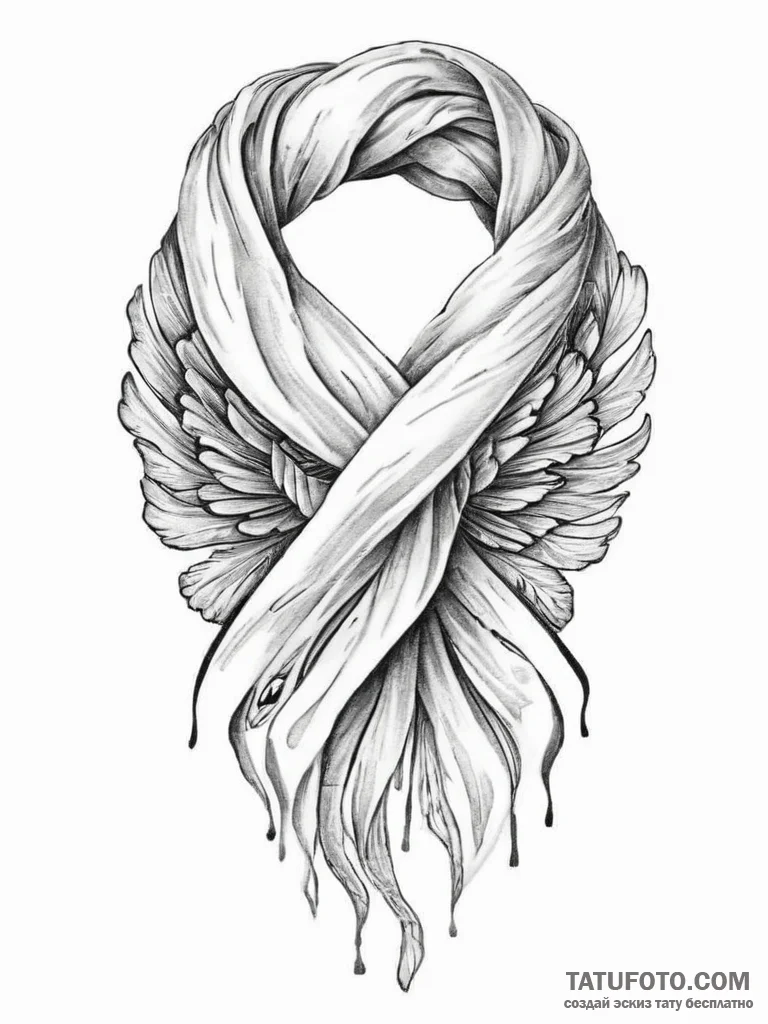 Tattoo design a flowing scarf or ribbon, symb... - эскиз тату (№1754443436_0, 06.08.2025 01:23) — Tatufoto.com