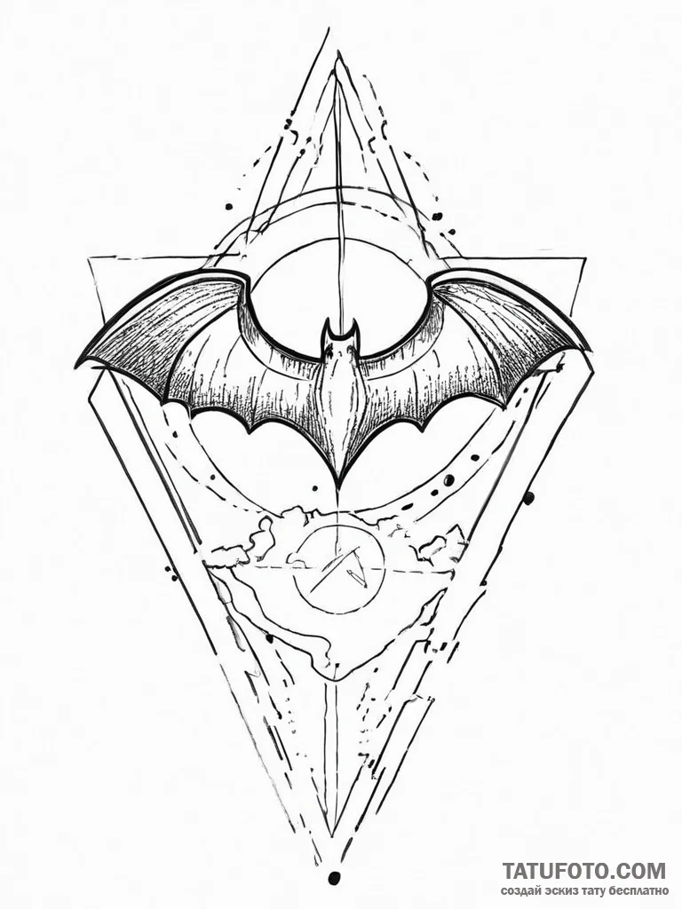 The bat-signal in the sky, concept art for ta... - эскиз тату (№1754443635_0, 06.08.2025 01:27) — Tatufoto.com