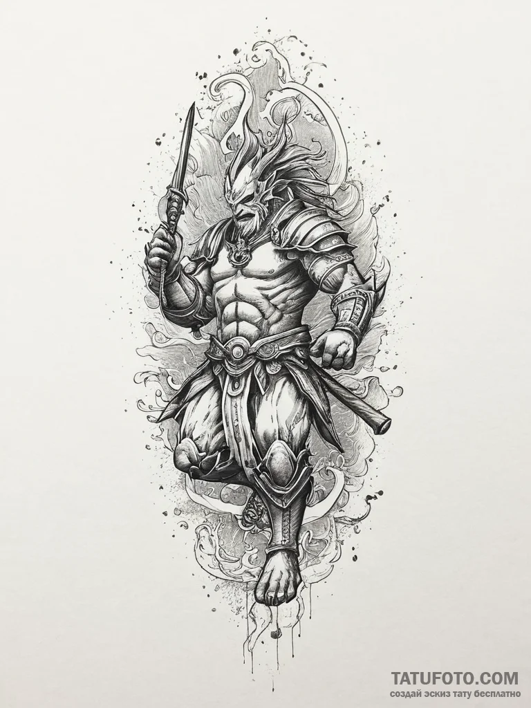 Tattoo design a spartan warrior's silhouette... - эскиз тату (№1754444037_0, 06.08.2025 01:33) — Tatufoto.com