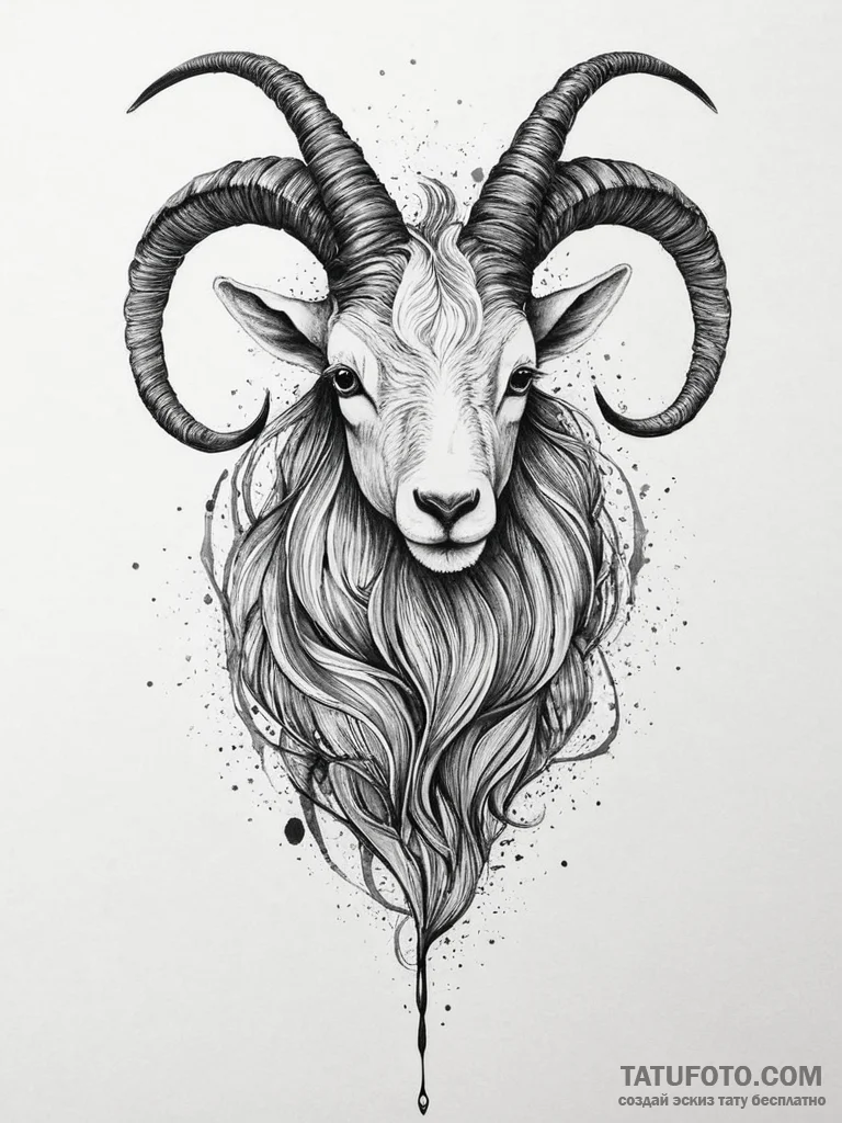 Tattoo design a capricorn goat-fish hybrid, w... - эскиз тату (№1754444237_0, 06.08.2025 01:37) — Tatufoto.com