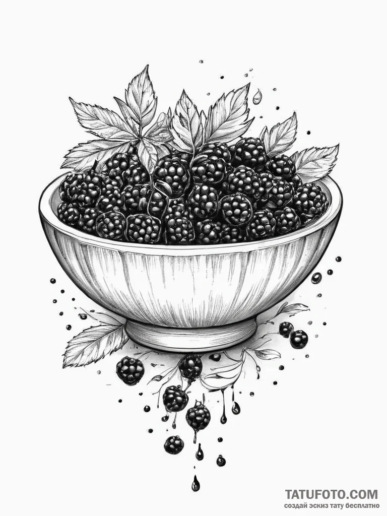 A hyperrealistic still life of a bowl of fres... - эскиз тату (№1754444839_0, 06.08.2025 01:47) — Tatufoto.com