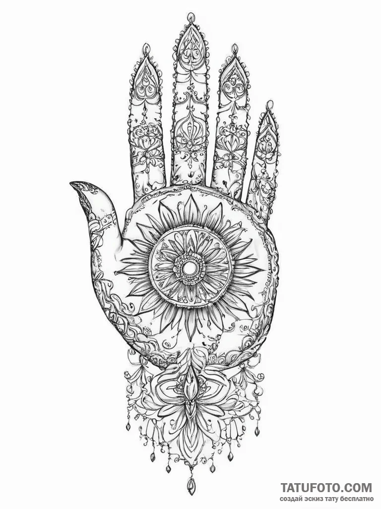 Hand of fatima - эскиз тату (№1754445237_0, 06.08.2025 01:53) — Tatufoto.com