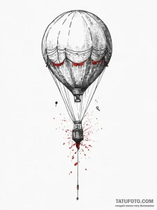 Tattoo sketch a balloon floating with a small... - эскиз тату (№1754446849_0, 06.08.2025 02:20) — Tatufoto.com