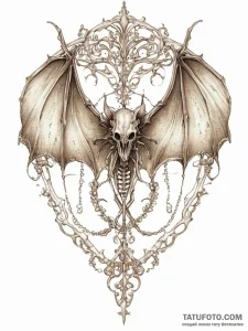 A bat skeleton, artistic tattoo sketch, sepia... - эскиз тату (№1754447858_0, 06.08.2025 02:37) — Tatufoto.com