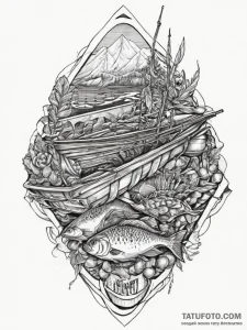 A shot of a bustling open-air fish market., t... - эскиз тату (№1754448863_0, 06.08.2025 02:54) — Tatufoto.com