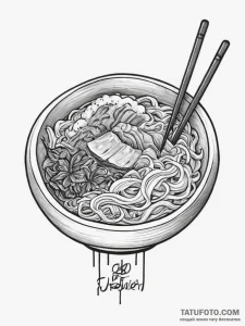 Tattoo design 'ramen bowl' on one, 'chopstick... - эскиз тату (№1754449480_0, 06.08.2025 03:04) — Tatufoto.com