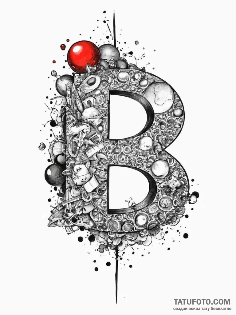 Tattoo sketch a child's initial in a bubble.,... - эскиз тату (№1754449897_0, 06.08.2025 03:11) — Tatufoto.com