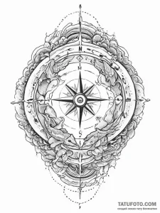 Tattoo design a compass with a personal motto... - эскиз тату (№1754450308_0, 06.08.2025 03:18) — Tatufoto.com