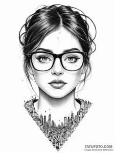 An intense portrait of a female programmer, c... - эскиз тату (№1754450722_0, 06.08.2025 03:25) — Tatufoto.com