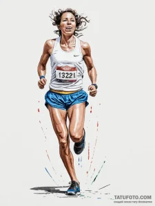 A portrait of a marathon runner crossing the... - эскиз тату (№1754450917_0, 06.08.2025 03:28) — Tatufoto.com