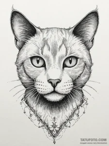 Tattoo sketch a stylized black cat with glowi... - эскиз тату (№1754451716_0, 06.08.2025 03:41) — Tatufoto.com
