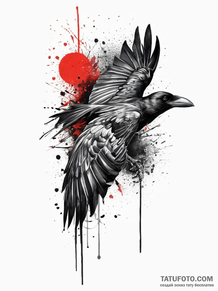 A taxidermy crow, tattoo sketch design, clean... - эскиз тату (№1754452722_0, 06.08.2025 03:58) — Tatufoto.com