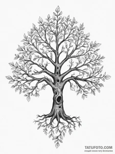 Tattoo design a 'family tree' where some leav... - эскиз тату (№1754453121_0, 06.08.2025 04:05) — Tatufoto.com