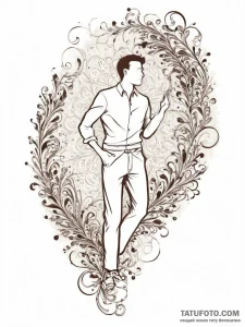 Tattoo sketch a silhouette of a man standing... - эскиз тату (№1754453519_0, 06.08.2025 04:11) — Tatufoto.com