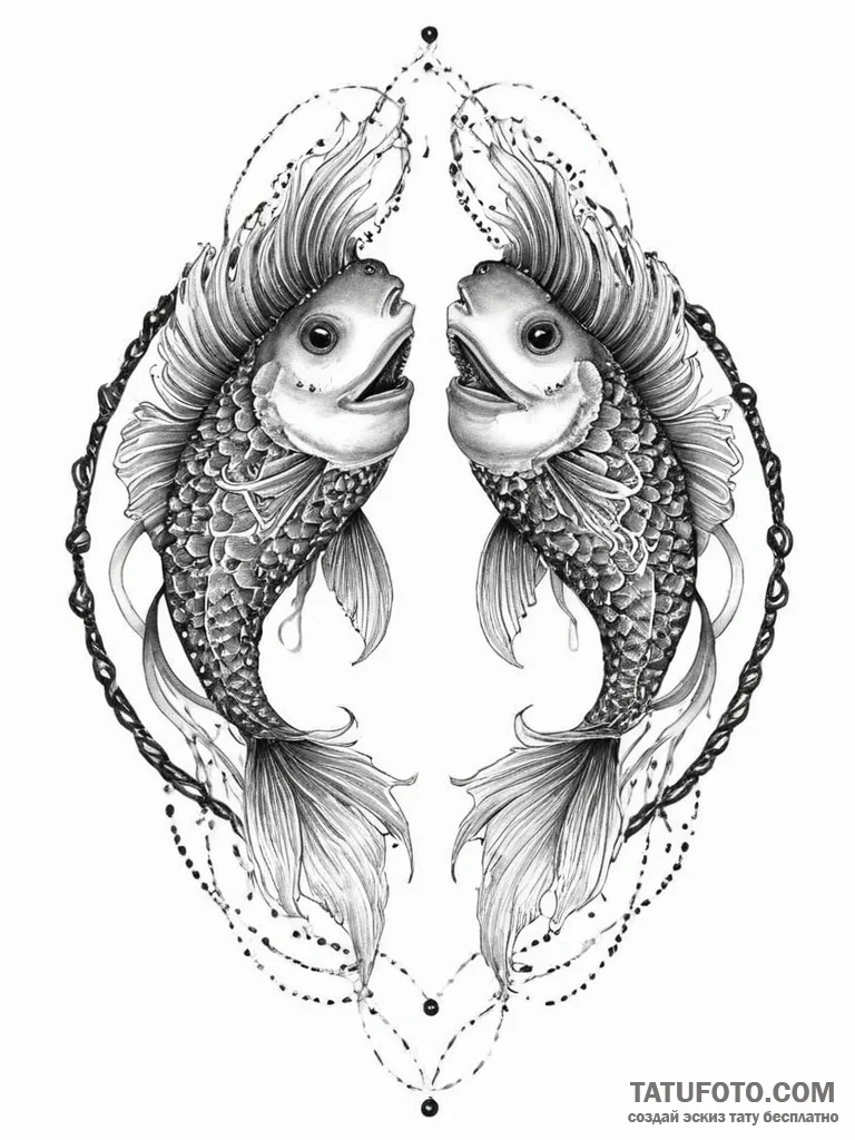 Tattoo design pisces fish, one in blackwork,... - эскиз тату (№1754455131_0, 06.08.2025 04:38) — Tatufoto.com