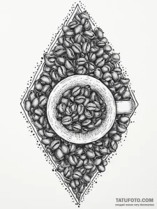 A close-up of roasting coffee beans., ink ill... - эскиз тату (№1754455335_0, 06.08.2025 04:42) — Tatufoto.com