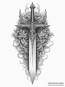 Tattoo design a knight's sword plunged into t... - эскиз тату (№1754455533_0, 06.08.2025 04:45) — Tatufoto.com