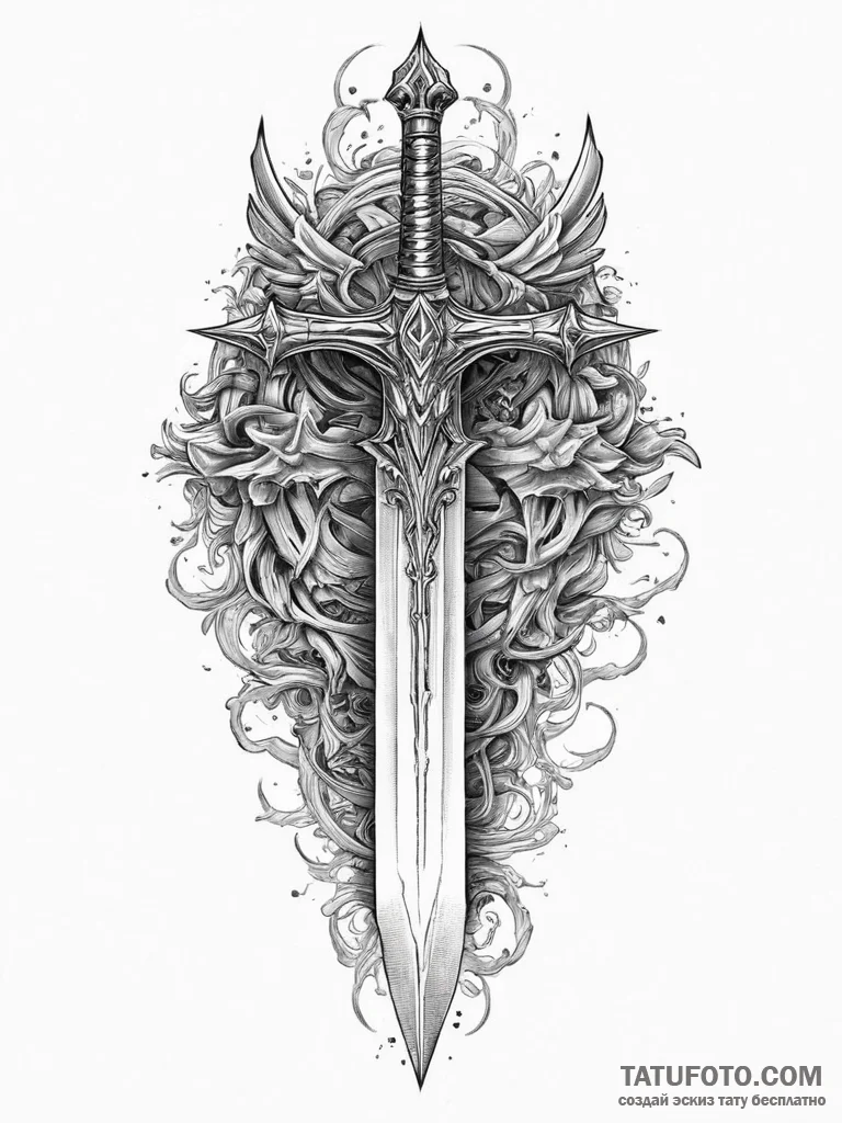 Tattoo design a knight's sword plunged into t... - эскиз тату (№1754455533_0, 06.08.2025 04:45) — Tatufoto.com