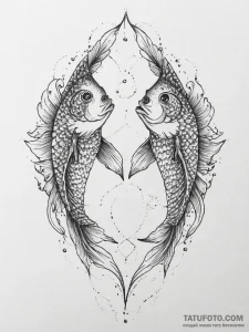 Tattoo design pisces fish, one in dotwork, th... - эскиз тату (№1754458144_0, 06.08.2025 05:29) — Tatufoto.com