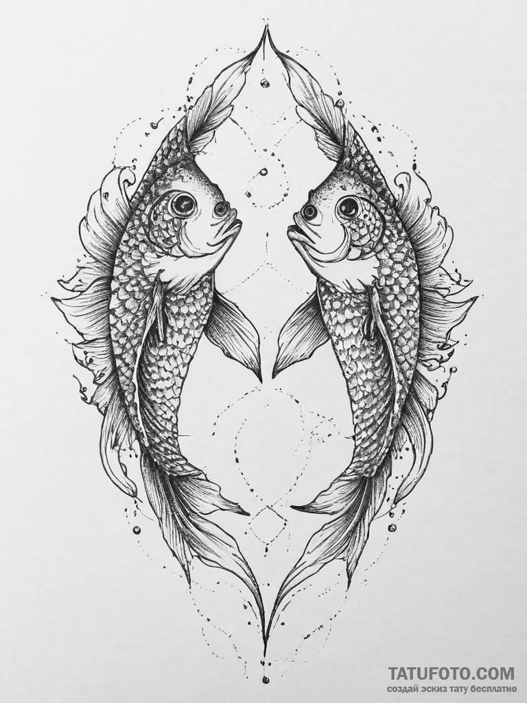 Tattoo design pisces fish, one in dotwork, th... - эскиз тату (№1754458144_0, 06.08.2025 05:29) — Tatufoto.com