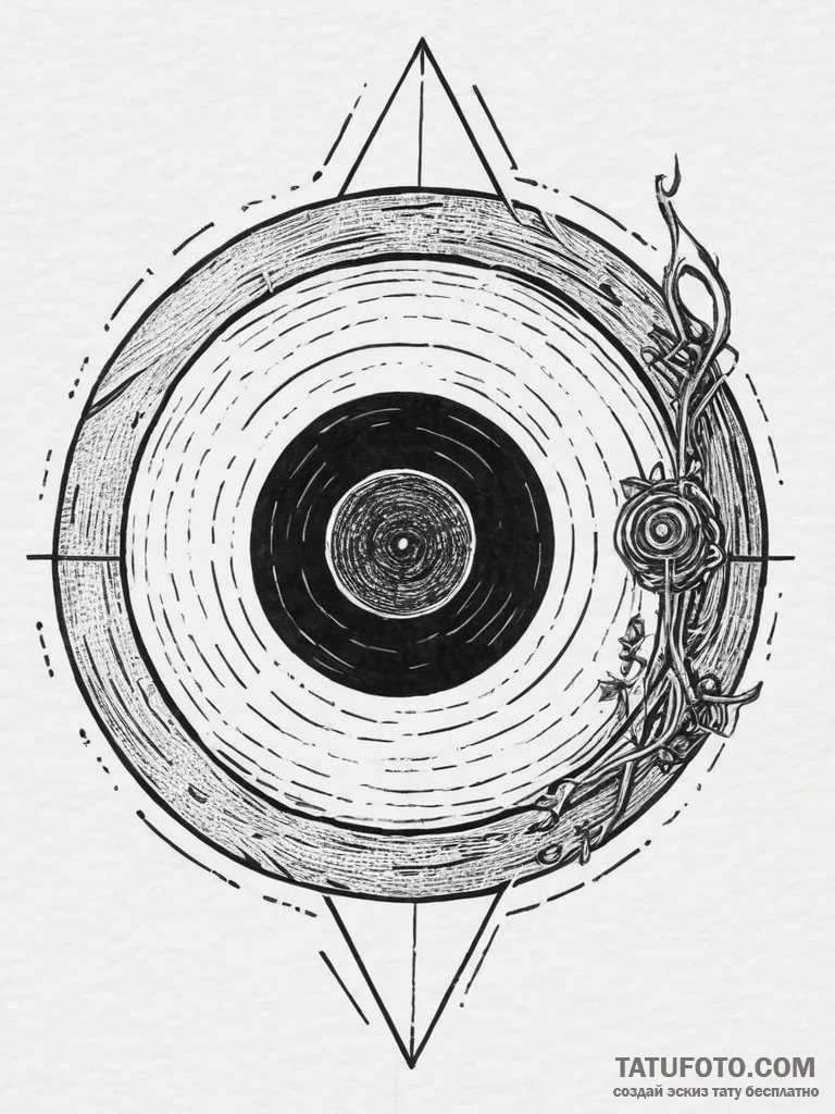 A vinyl record, concept art for tattoo, rough... - эскиз тату (№1754458942_0, 06.08.2025 05:42) — Tatufoto.com