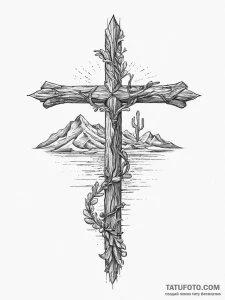 A shot of a desert oasis., tattoo line art, d... - эскиз тату (№1754459542_0, 06.08.2025 05:52) — Tatufoto.com