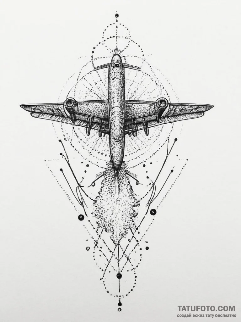 Airplane, tattoo flash sheet design, muted co... - эскиз тату (№1754460945_0, 06.08.2025 06:15) — Tatufoto.com