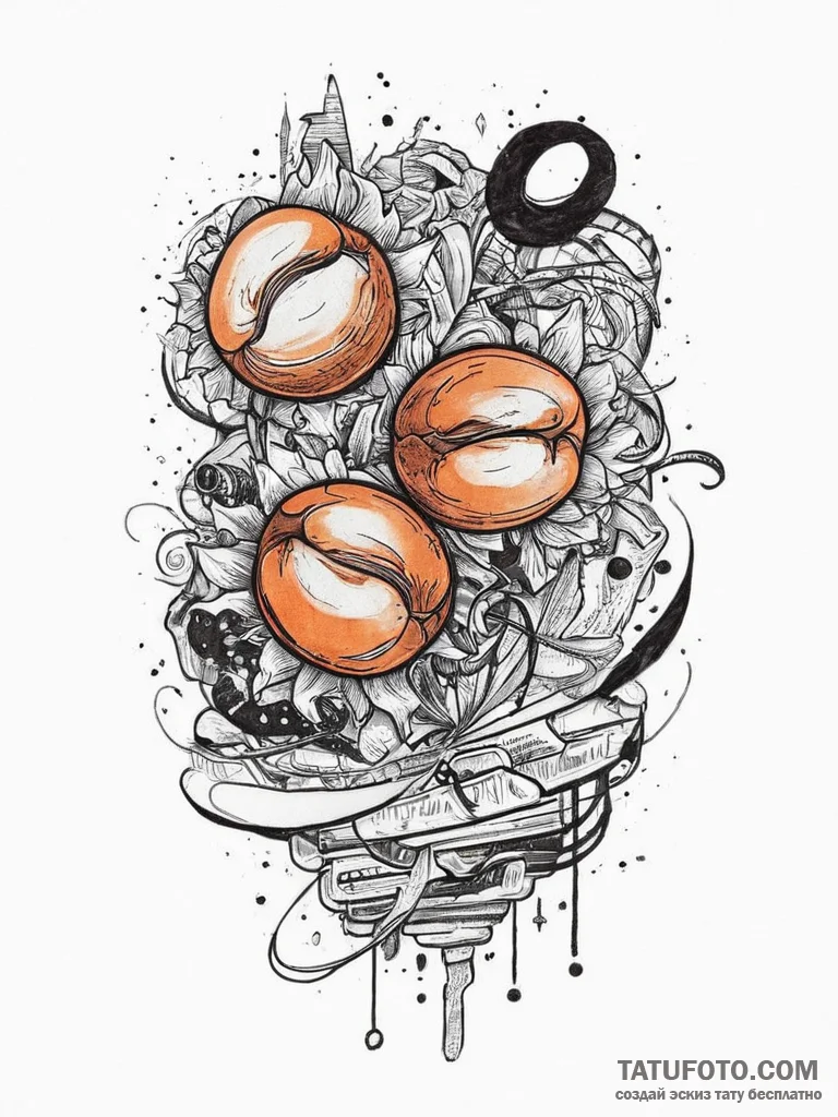 Apricot, concept art for tattoo, bold outline... - эскиз тату (№1754462146_0, 06.08.2025 06:35) — Tatufoto.com