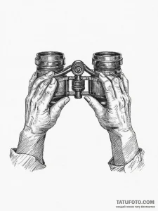 Tattoo sketch a pair of binoculars focused on... - эскиз тату (№1754462347_0, 06.08.2025 06:39) — Tatufoto.com