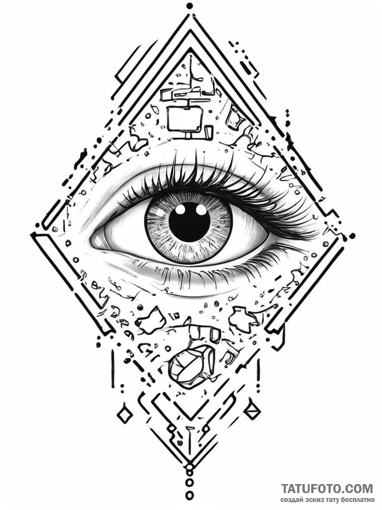 Tattoo design a gamer's eye with a pixelated... - эскиз тату (№1754464160_0, 06.08.2025 07:09) — Tatufoto.com