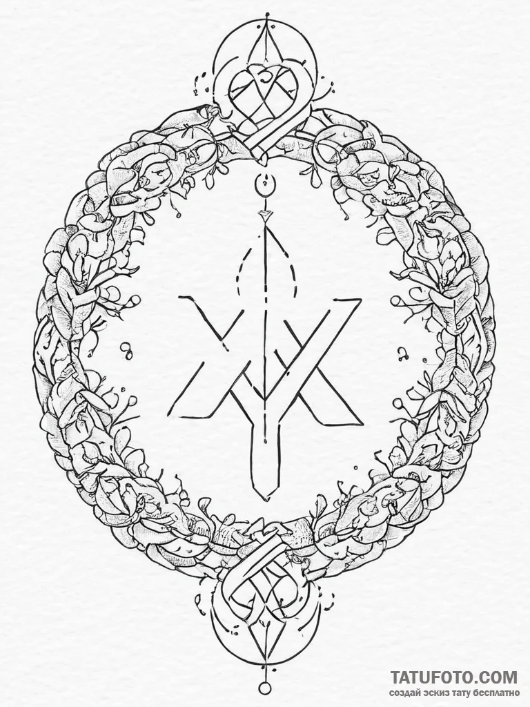 59. tattoo design: a "mir" rune integrated in... - эскиз тату (№1754464565_0, 06.08.2025 07:16) — Tatufoto.com