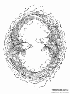 Tattoo design a pair of koi fish swimming in... - эскиз тату (№1754465810_0, 06.08.2025 07:36) — Tatufoto.com