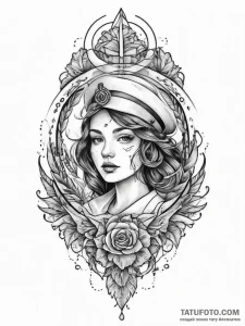 Glitch art portrait, tattoo line art, old sch... - эскиз тату (№1754466416_0, 06.08.2025 07:46) — Tatufoto.com