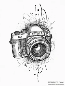 Tattoo sketch a stylized camera lens on one,... - эскиз тату (№1754467419_0, 06.08.2025 08:03) — Tatufoto.com