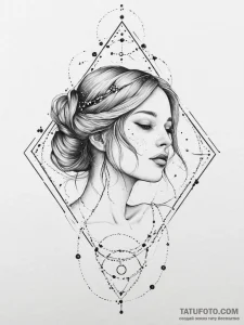 Tattoo design a virgo maiden, half realistic... - эскиз тату (№1754469829_0, 06.08.2025 08:43) — Tatufoto.com