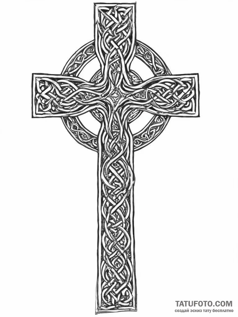 Celtic cross, artistic tattoo sketch, black o... - эскиз тату (№1754470234_0, 06.08.2025 08:50) — Tatufoto.com