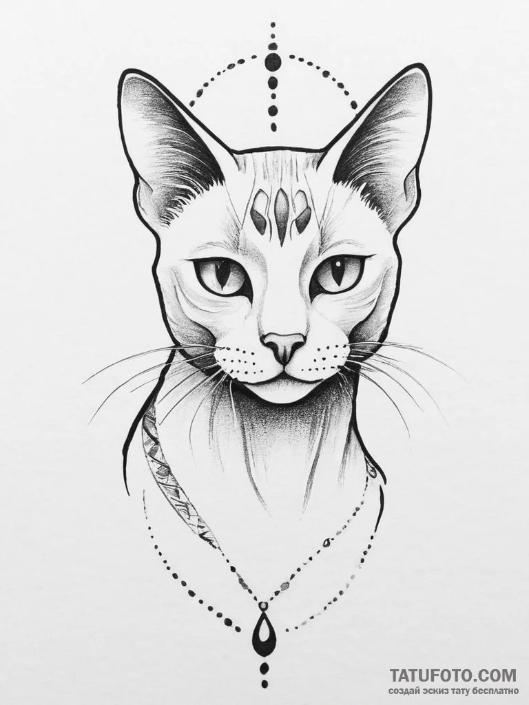 Egyptian cat, tattoo line art, on a clean whi... - эскиз тату (№1754470636_0, 06.08.2025 08:57) — Tatufoto.com